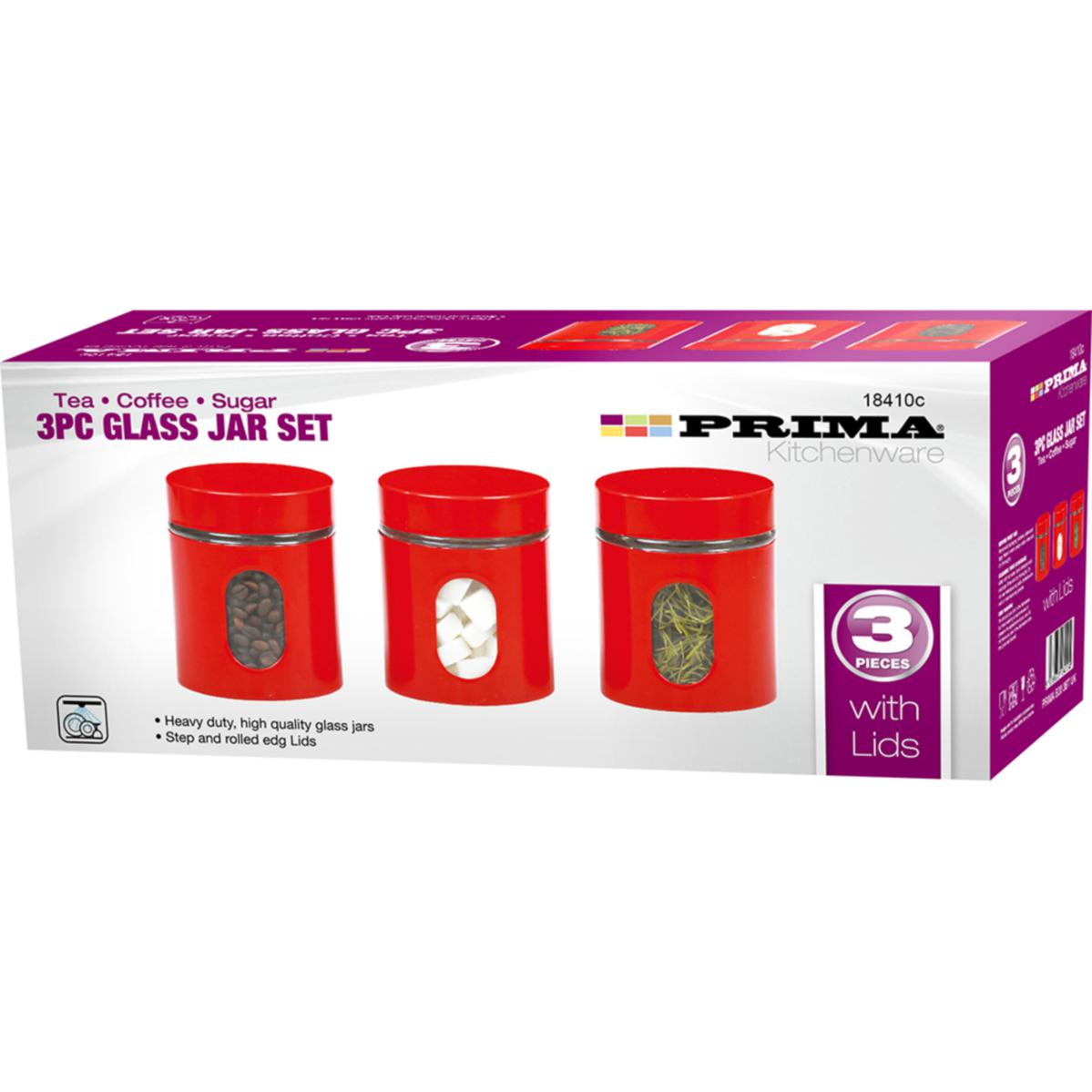 Prima kitchenware 3pc glass jar set ANA